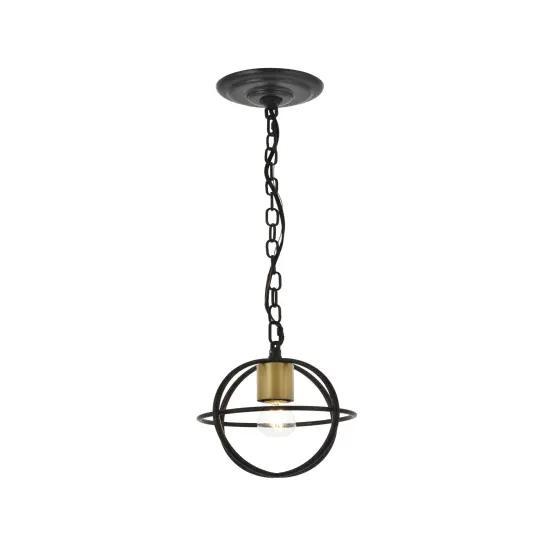 Octavia 1 light Brass and Dark Brown Pendant {6}