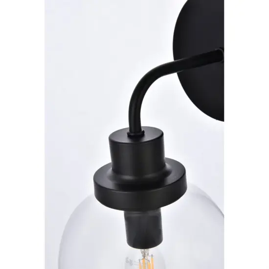 Hanson 1 light bath sconce in black with clear shade {5}