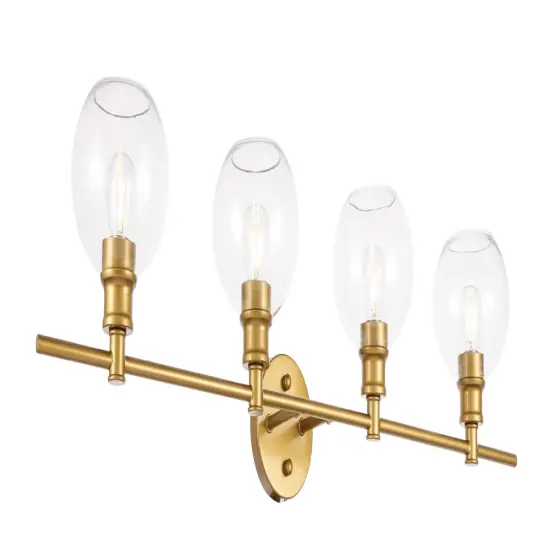 Collier 4 light Brass and Clear glass Wall sconce {6}