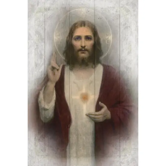 Dexsa Sacred Heart Symbols of Faith Inspirational Wood Plaque 6 inches x 9 inches {1}