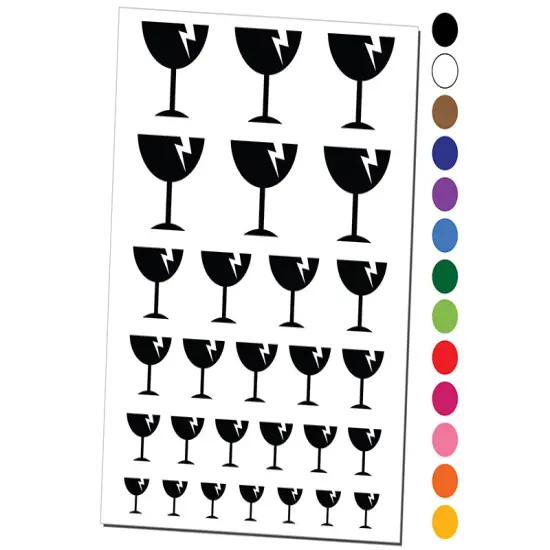 Fragile Glass Icon Temporary Tattoo Water Resistant Fake Body Art Set Collection Light Pink {1}