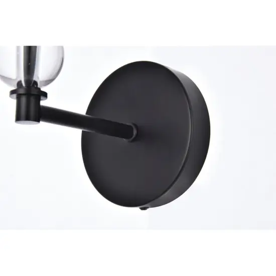 Bethany 1 light bath sconce in black with white fabric shade {4}