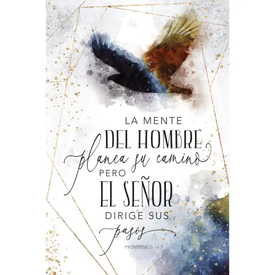 Dexsa La Mente Del Hombre - Proverbs 16:9 A Man's Mind - Inspirational Saying in Spanish 6x9 Wood Plaque with Easel and Wall Hanger {1}
