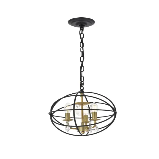 Wallace 3 light Matte Black and Brass Pendant {6}