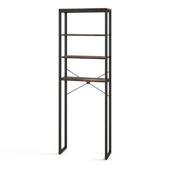 4-Tier Freestanding Over the Toilet Storage Rack with 4 Adjustable Leveling Feet {1}