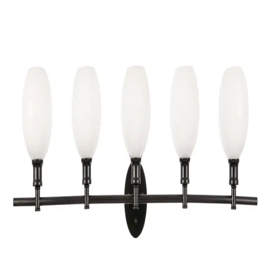 Collier 5 light Black and Frosted white glass Wall sconce {3}