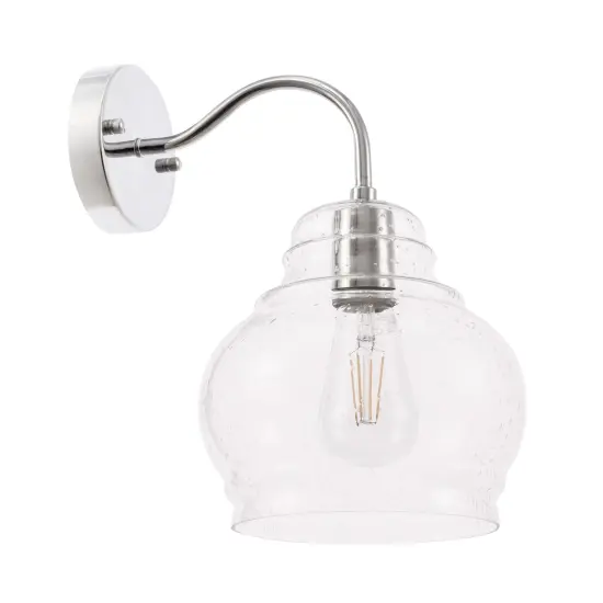 Pierce 1 light Chrome and Clear seeded glass wall sconce {3}