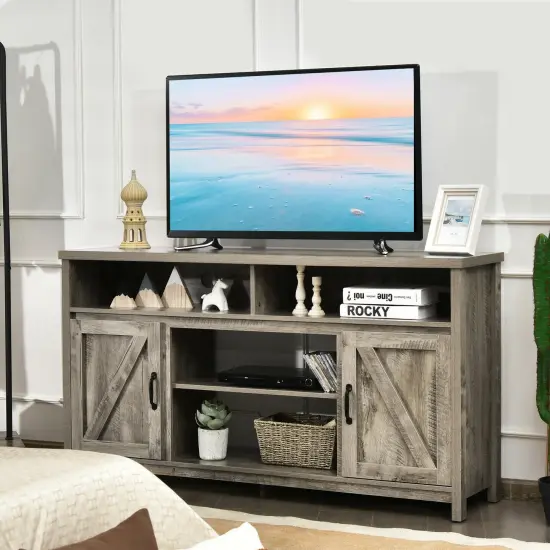 59 Inch TV Stand Media Center Console Cabinet with Barn Door for TV's 65 Inch {2}