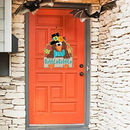 Thanksgiving Wooden Door Decor Thanksgiving Wreath for Front Door Turkey Door Hanger Thanksgiving Door Hanger Gobble Gobble Sign Thanksgiving Door Wreath Thanksgiving Party Decorations {3}