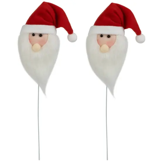 Northlight Set of 2 Plush Santa Claus Christmas Picks 18" White {1}