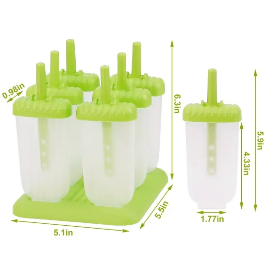 6Pcs DIY Popsicle Reusable Molds For Homemade Iced Snacks Green {5}