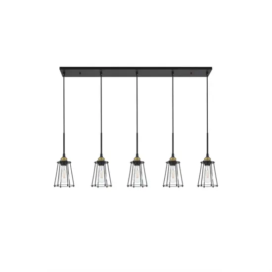 Auspice 5 light brass and black Pendant {3}