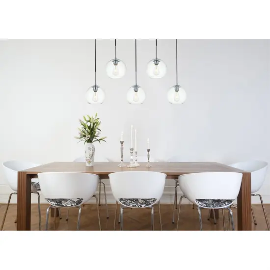 Baxter 5 Lights Chrome Pendant With Clear Glass {2}