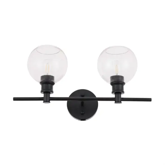 Collier 2 light Black and Clear glass Wall sconce {5}