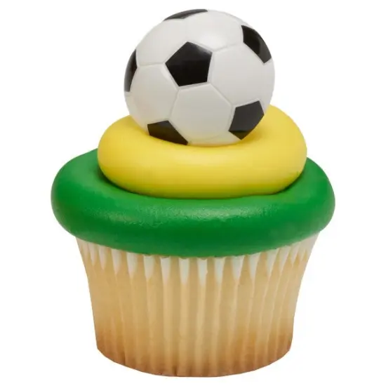 3D Soccer Ball Cupcake Rings, 12ct {1}