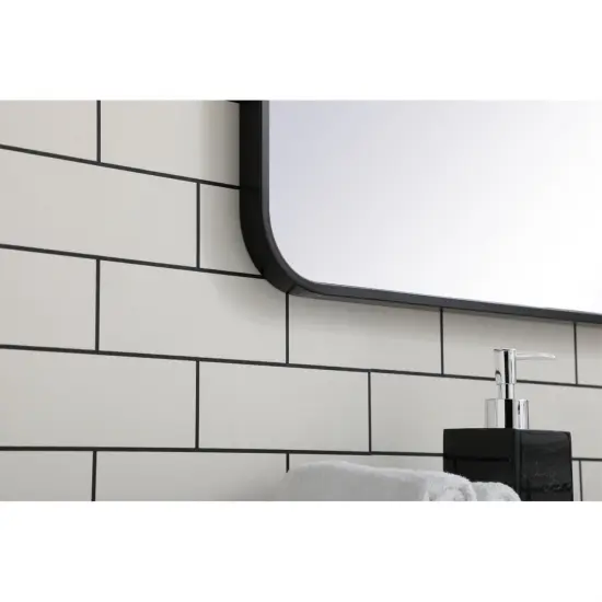 Soft corner metal rectangular mirror 22x40 inch in Black {5}
