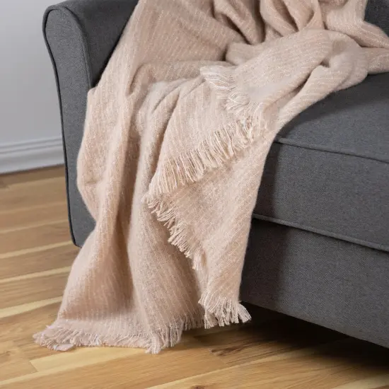 Northlight Light Coffee Throw Blanket with Fringe 50" x 60" Brown {4}