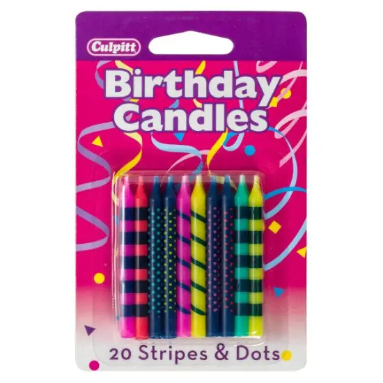 Bright Stripes & Dots Specialty Candles, 20pc {1}