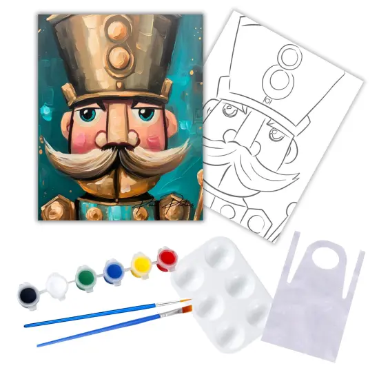 "Classic Nutcracker" DIY Canvas Art Kit, Adult Beginner, Acrylic Paint Size 11x14 inch {1}