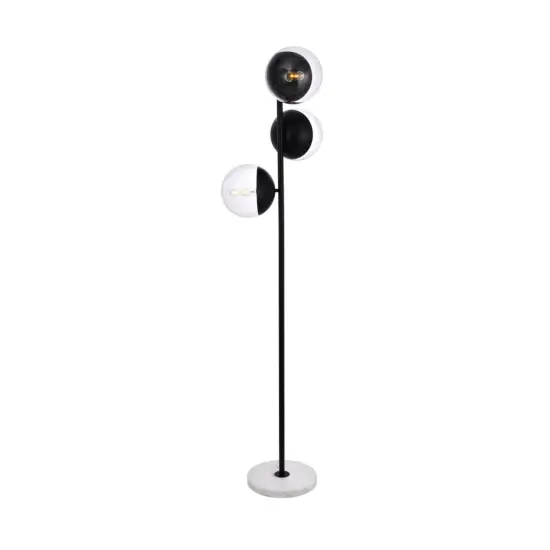Eclipse 3 Lights Black Floor Lamp With Clear Glass {1}