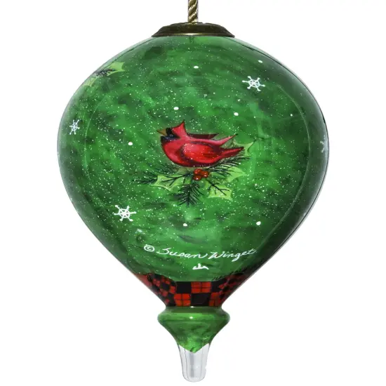 Woodland Plaid Santa Hand Painted Glass Hanging Ornament {2}