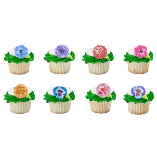 Garden Flowers Cupcake Rings, 12ct {4}