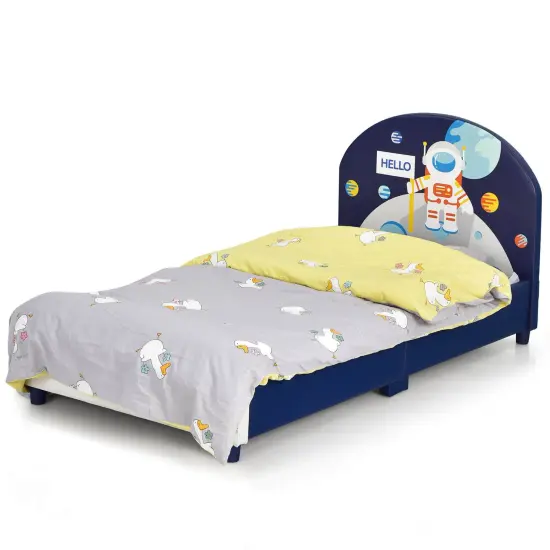 Kids Upholstered Platform Bed with Headboard and Footboard {4}