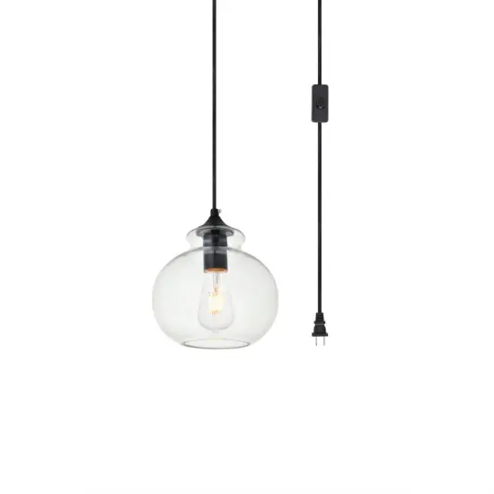 Destry 1 Light Black plug-in Pendant With Clear Glass {3}