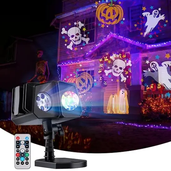 Halloween Christmas Projector Lights Outdoor 26 HD Effects (3D Ocean Wave + Patterns) Waterproof with Timer Landscape Lights for Indoor Holiday Christmas Night Disco Party, RGB + Multicolor {2}