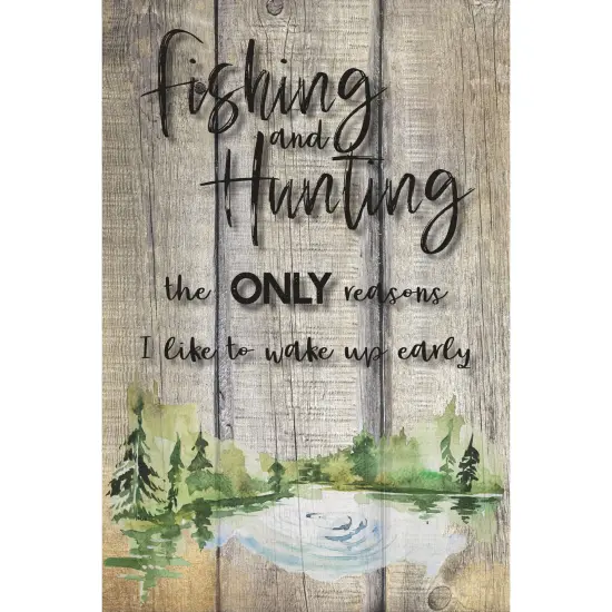 Dexsa Fishing And Hunting Wood Plaque with Easel and Hangar {1}