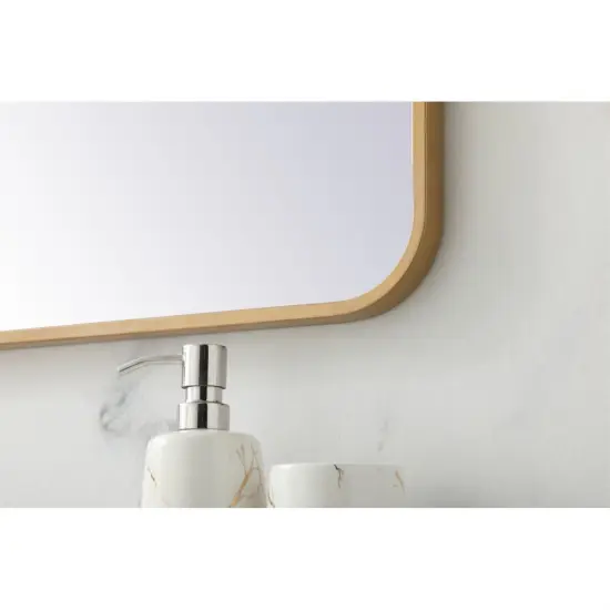 Soft corner metal rectangular mirror 27x36 inch in Brass {5}