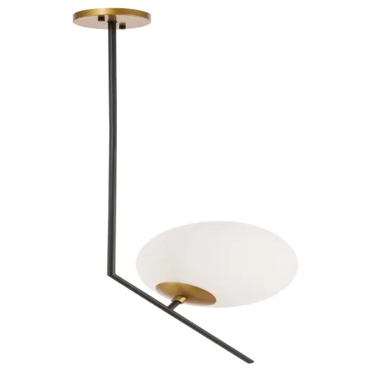 Ryland 1 light Black and Brass and Frosted White glass pendant {6}