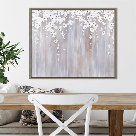 White Cherry Blossoms by Sydney Edmunds Canvas Art Framed {5}