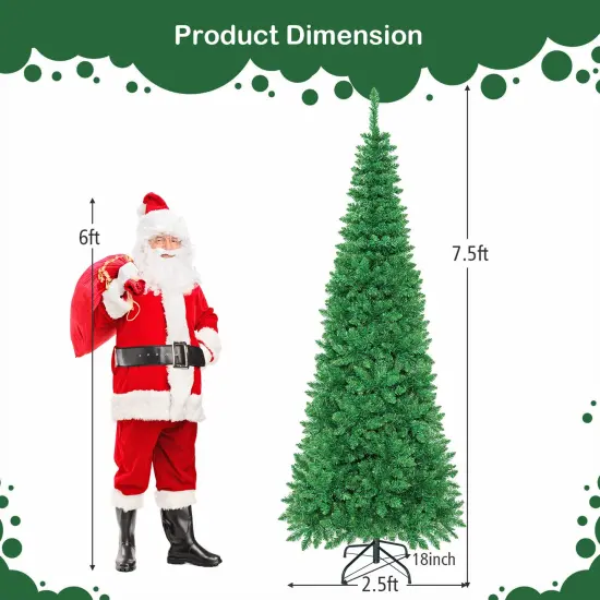 Pre-Lit Premium Hinged Artificial Fir Pencil Christmas Tree with LED Lights {4}