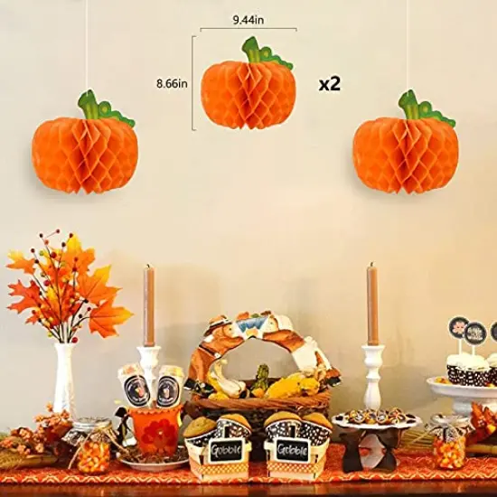 Thanksgiving Decorations 40 PCS, Pre-Assembled Thanksgiving Banner, Hanging Swirls, Fall Leaves Garland and Honeycomb Pumpkins for Thanksgiving Decor, Fall decor, Thanksgiving Decorations for Home {3}