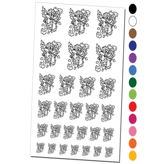 Cupid Shooting Love Arrow for Valentine's Day Temporary Tattoo Water Resistant Fake Body Art Set Collection Orange {1}