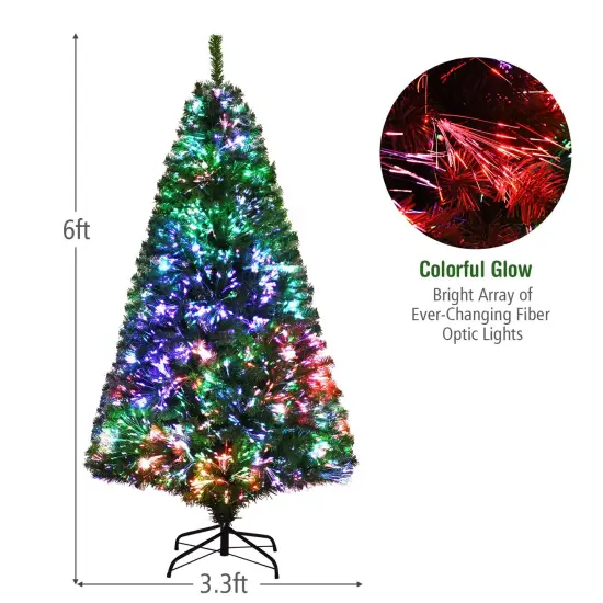 6 Feet Pre-lit Fiber Optic Artificial Christmas Tree with 617 Branch Tips {5}
