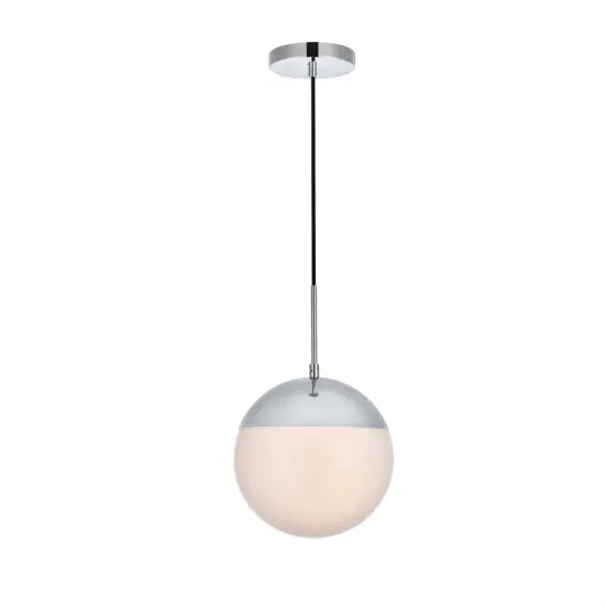 Eclipse 1 Light Chrome Pendant With Frosted White Glass {1}