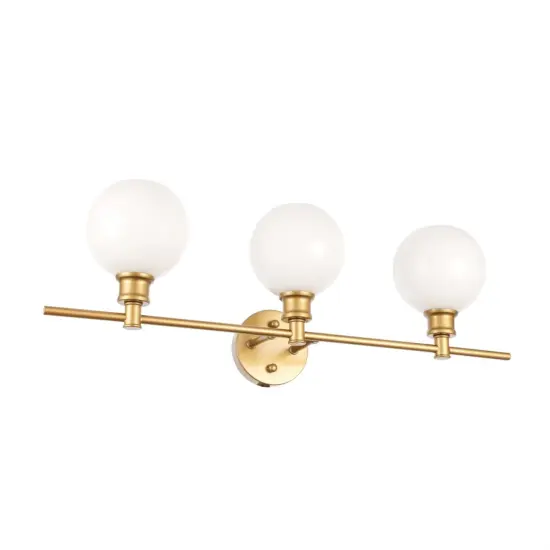 Collier 3 light Brass and Frosted white glass Wall sconce {5}