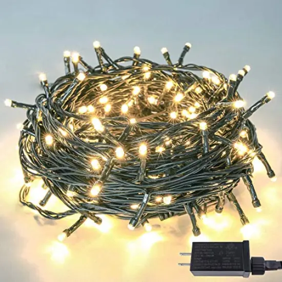 82FT 200 LED Christmas String Lights Outdoor/Indoor, Timer & Memory Function & 8 Modes, Extendable Green Wire, Waterproof Fairy String Lights for Xmas Tree Holiday Party Garden (Warm White) {2}