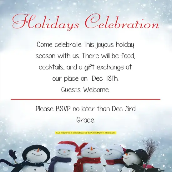 Great Papers! Magical Snowmen Holiday Letterhead, Invitations and Announcements, Printer Friendly, 8.5" x 11", 50PK {3}