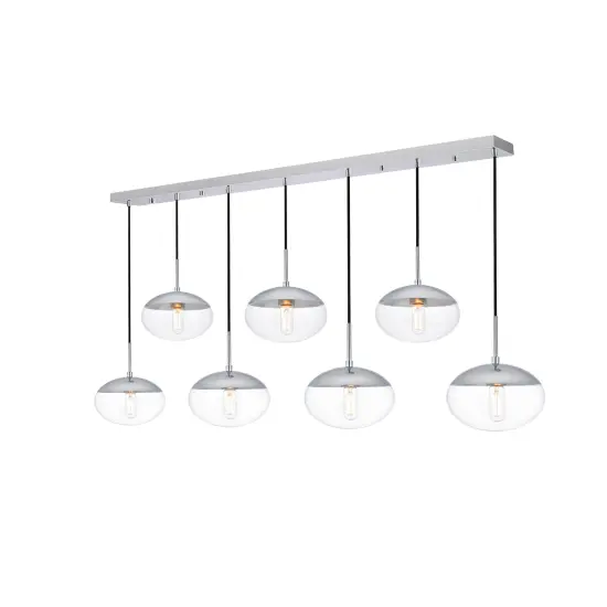 Eclipse 7 Lights Chrome Pendant With Clear Glass {3}