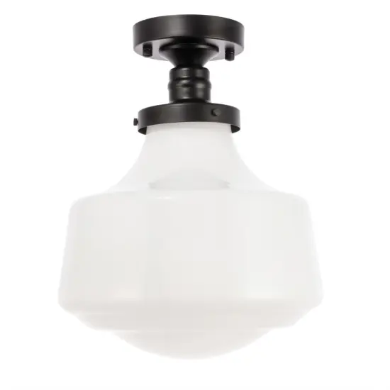Lyle 1 light Black and frosted white glass Flush mount {3}