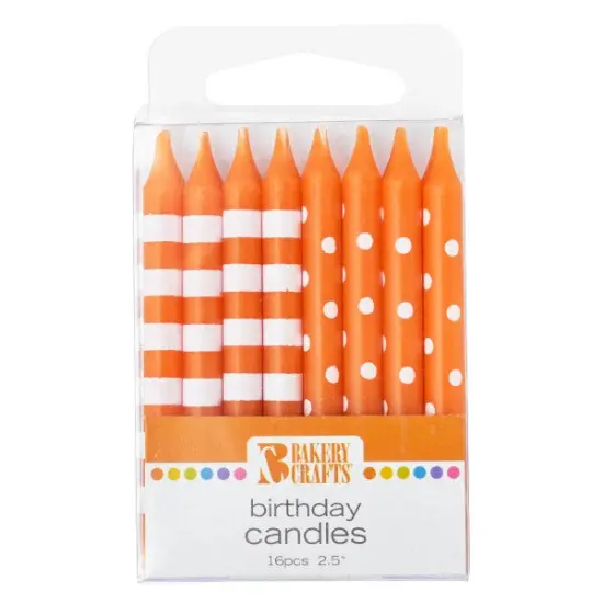 Stripes & Dots Smooth Specialty Candles, 16pc Orange {1}