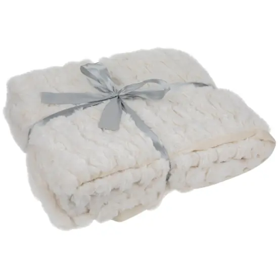 Northlight Plush White Fluffy Thick Throw Blanket 50" x 60" {1}