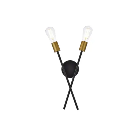 Armin 2 lights wall sconce in black with brass {1}