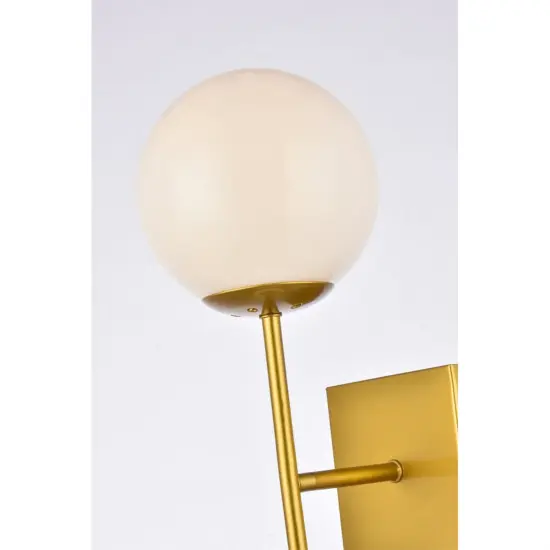 Neri 2 lights brass and white glass wall sconce {5}