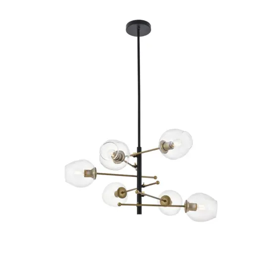 Paragon 6 light Matte Black and Brass Pendant {1}