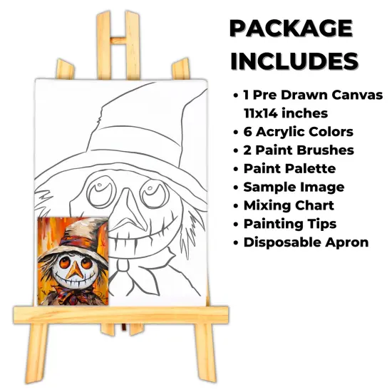 "Quirky Scarecrow" DIY Canvas Art Kit, Adult Beginner, Acrylic Paint Size 11x14 inch {2}