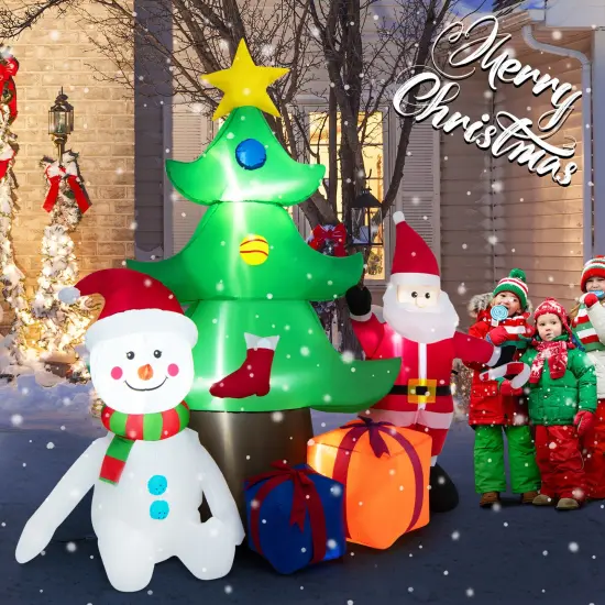 7.2 Feet Inflatable Lighted Christmas Decoration Tree with Santa Claus {3}